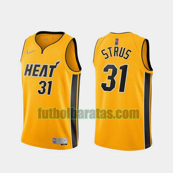 camiseta 2021 max strus 31 miami heat amarillo hombre