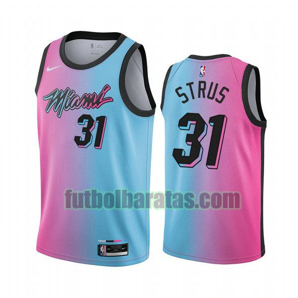 camiseta 2021 max strus 31 miami heat rosa hombre