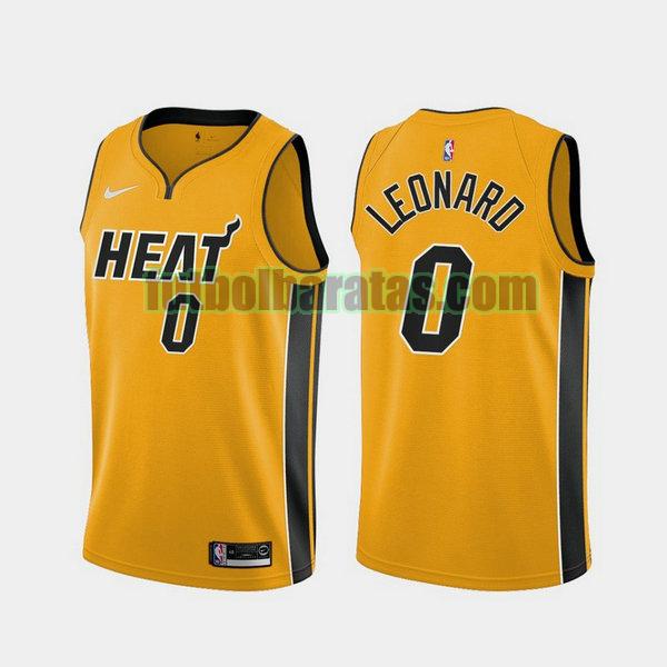 camiseta 2021 meyers leonard 0 miami heat amarillo hombre