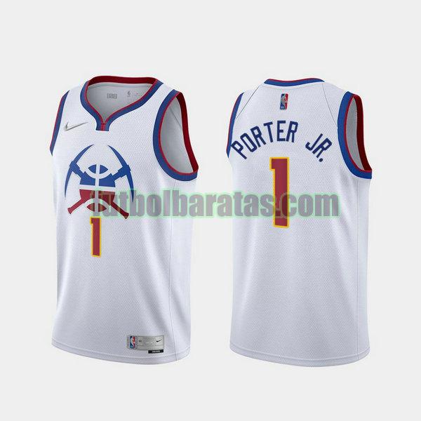 camiseta 2021 michael porter jr. 1 denver nuggets blanco hombre