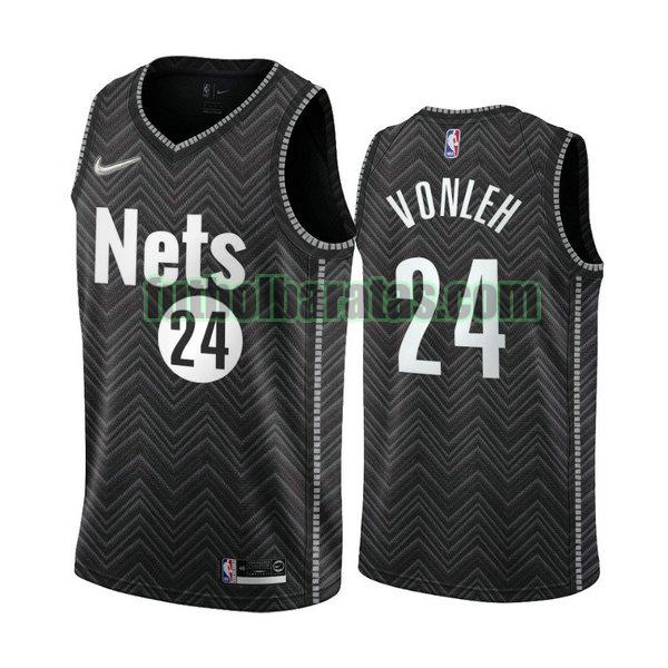 camiseta 2021 noah vonleh 24 brooklyn nets negro hombre