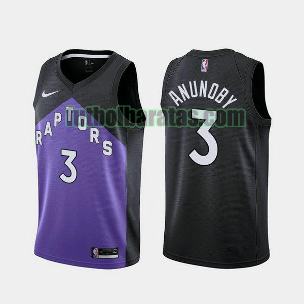 camiseta 2021 og anunoby 3 toronto raptors negro violeta hombre