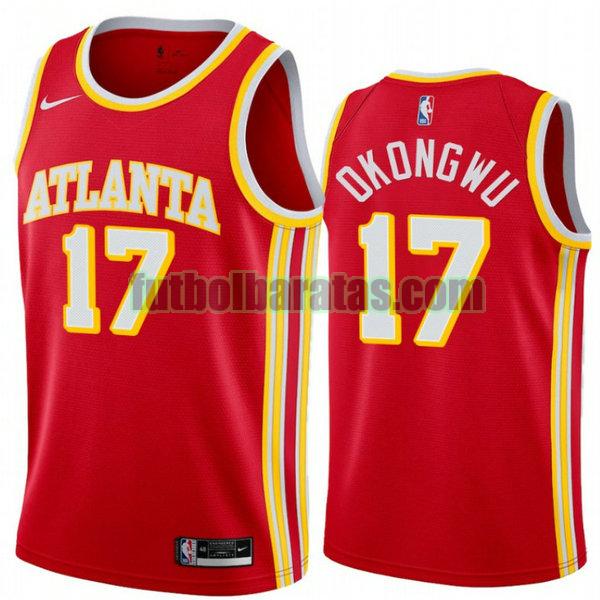 camiseta 2021 onyeka okongwu 17 atlanta hawks rojo hombre