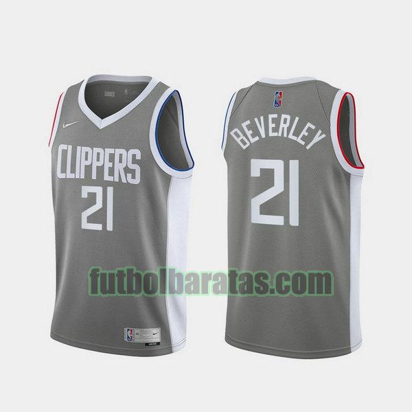 camiseta 2021 patrick beverley 21 los angeles clippers gris hombre