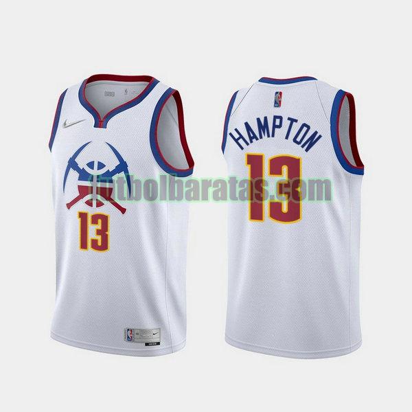 camiseta 2021 r.j. hampton 13 denver nuggets blanco hombre