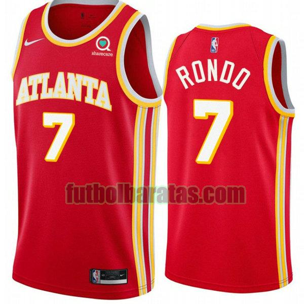 camiseta 2021 rajon rondo 7 atlanta hawks rojo hombre