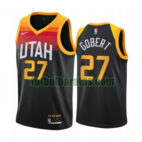 camiseta 2021 rudy gobert 27 utah jazz negro hombre