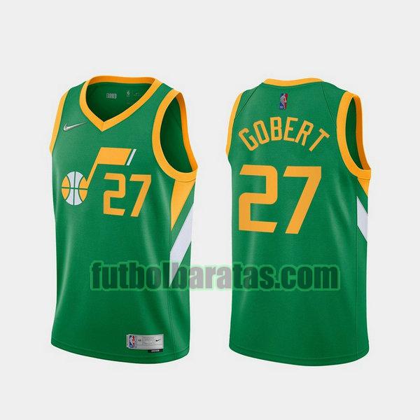 camiseta 2021 rudy gobert 27 utah jazz verde hombre