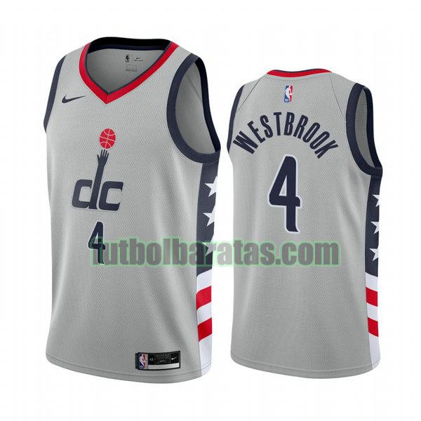 camiseta 2021 russell westbrook 4 washington wizards gris hombre