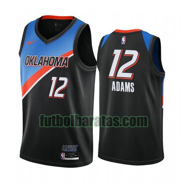 camiseta 2021 steven adams 12 oklahoma city thunder negro hombre