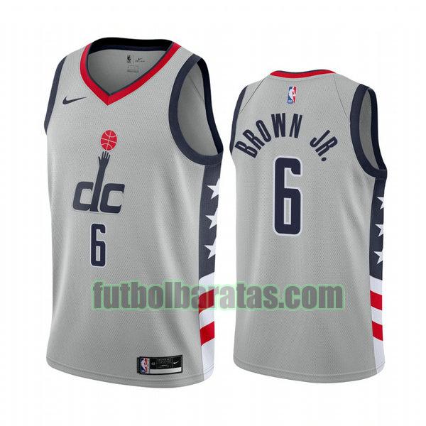 camiseta 2021 troy brown jr. 6 washington wizards gris hombre