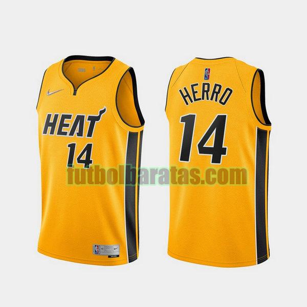 camiseta 2021 tyler herro 14 miami heat amarillo hombre