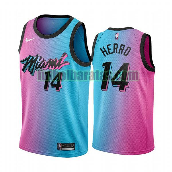 camiseta 2021 tyler herro 14 miami heat rosa hombre