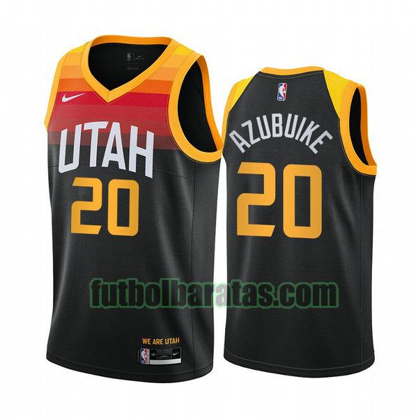 camiseta 2021 udoka azubuike 20 utah jazz negro hombre