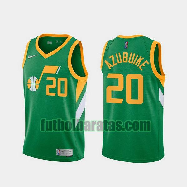 camiseta 2021 udoka azubuike 20 utah jazz verde hombre