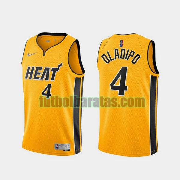 camiseta 2021 victor oladipo 4 miami heat amarillo hombre