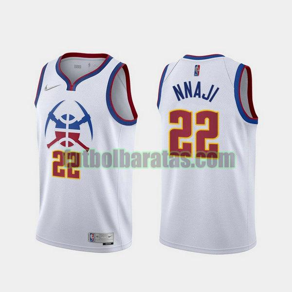 camiseta 2021 zeke nnaji 22 denver nuggets blanco hombre