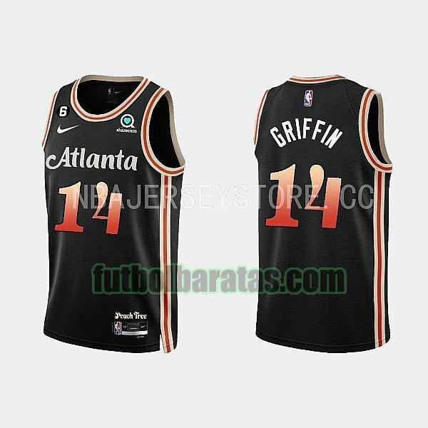 camiseta 2022-2023 aj griffin 14 atlanta hawks negro hombre