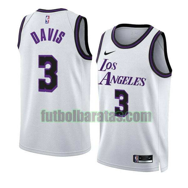 camiseta 2022-2023 anthony davis 3 los angeles lakers blanco hombre