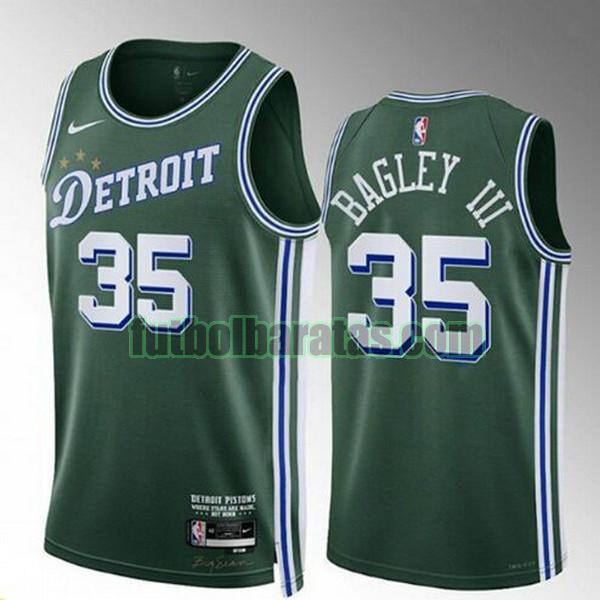 camiseta 2022-2023 bagley iii 35 detroit pistons verde hombre