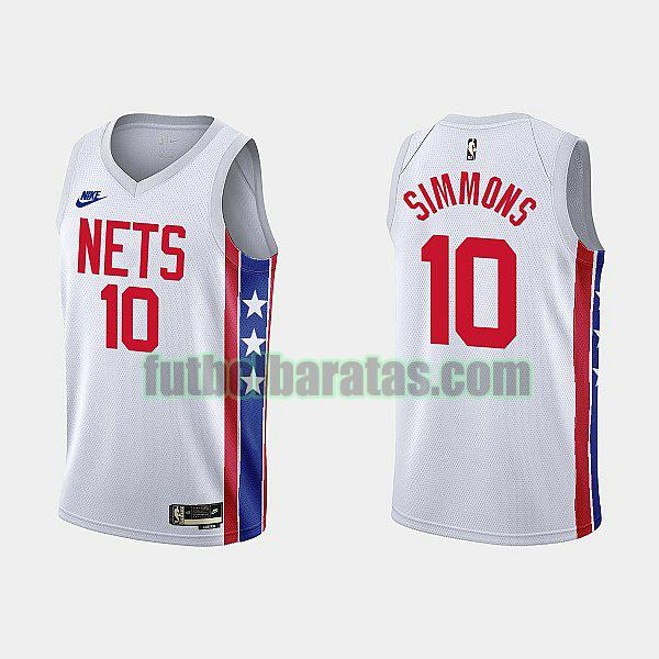 camiseta 2022-2023 ben simmons 10 brooklyn nets blanco hombre