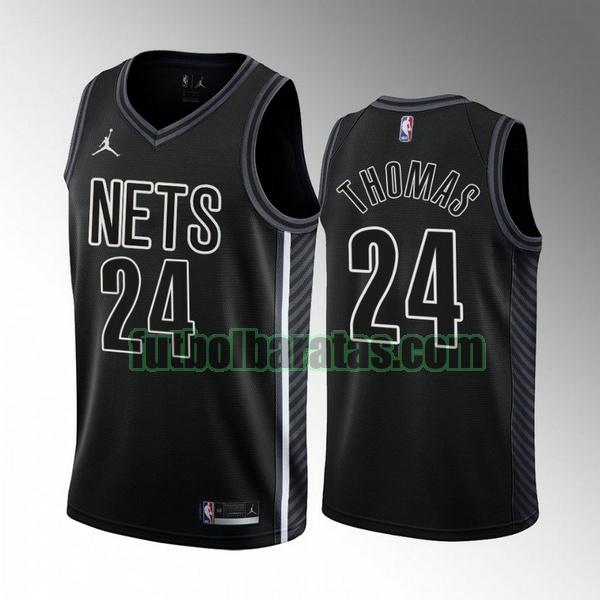 camiseta 2022-2023 cam thomas 24 brooklyn nets negro hombre