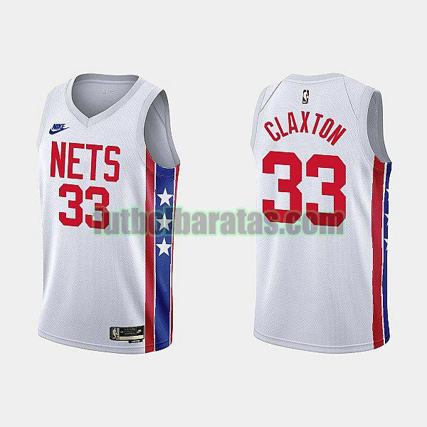 camiseta 2022-2023 claxton brooklyn 33 brooklyn nets blanco hombre