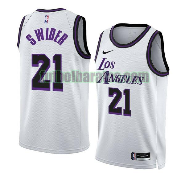 camiseta 2022-2023 cole swider 21 los angeles lakers blanco hombre