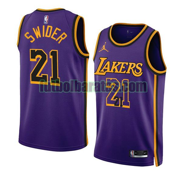 camiseta 2022-2023 cole swider 21 los angeles lakers púrpura hombre