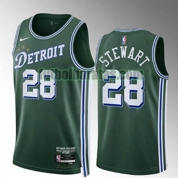 camiseta 2022-2023 isaiah stewart 28 detroit pistons verde hombre