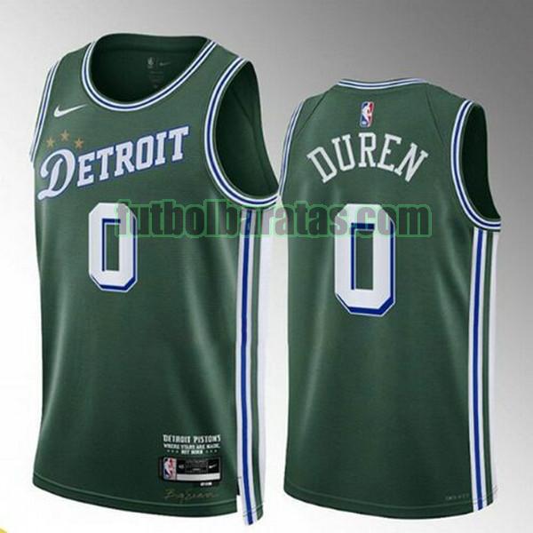 camiseta 2022-2023 jalen duren 0 detroit pistons verde hombre