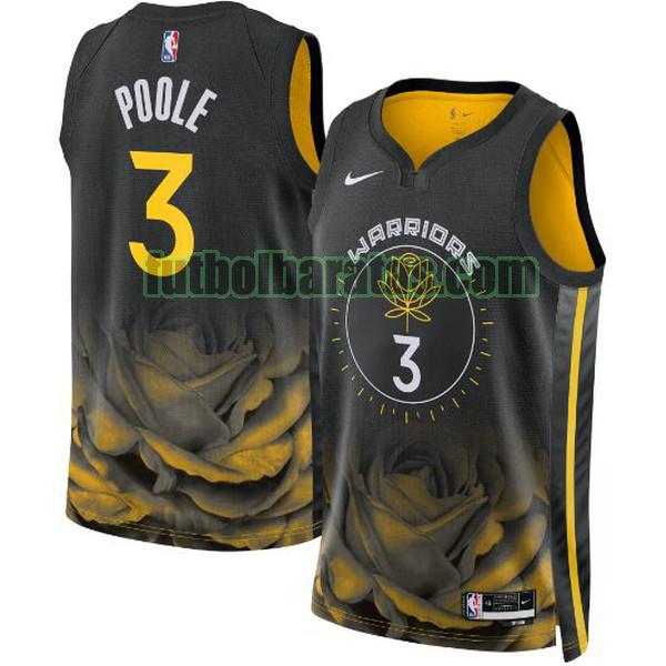 camiseta 2022-2023 jordan poole 3 golden state warriors negro hombre