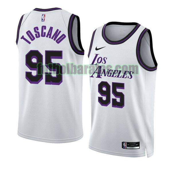 camiseta 2022-2023 juan toscano anderson 95 los angeles lakers blanco hombre