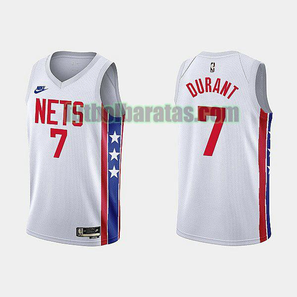 camiseta 2022-2023 kevin durant 7 brooklyn nets blanco hombre