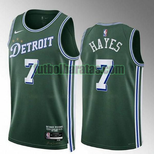 camiseta 2022-2023 killian hayes 7 detroit pistons verde hombre