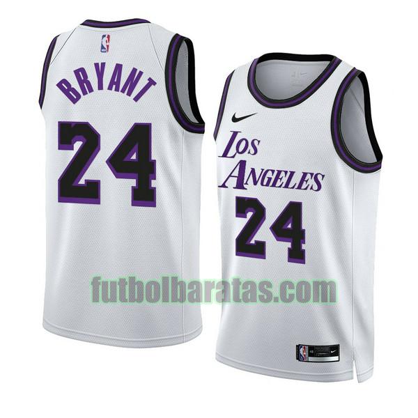 camiseta 2022-2023 kobe bryant 24 los angeles lakers blanco hombre