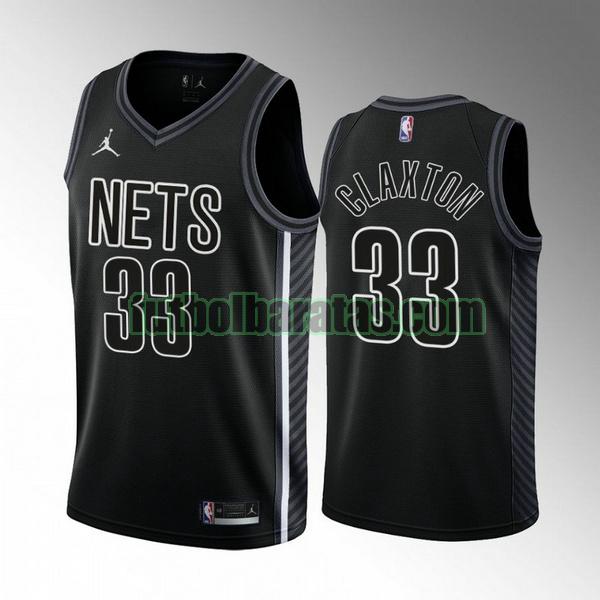 camiseta 2022-2023 nic claxton 33 brooklyn nets negro hombre