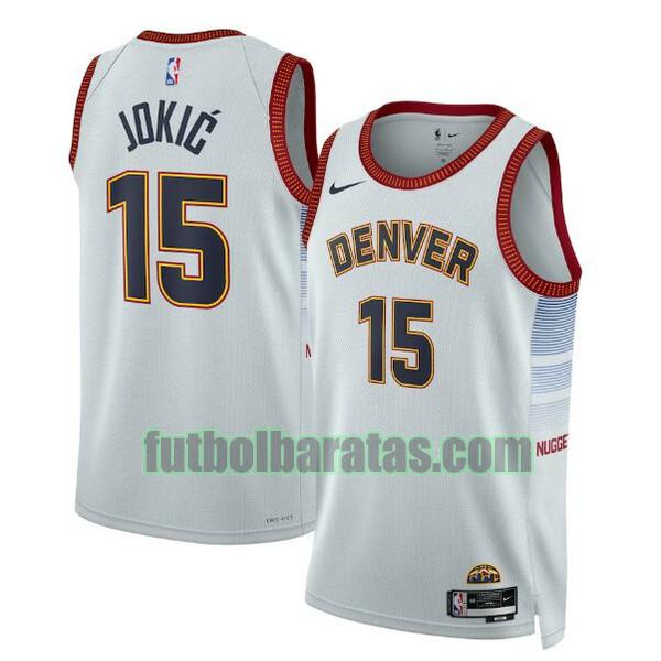 camiseta 2022-2023 nikola jokic 15 denver nuggets blanco hombre