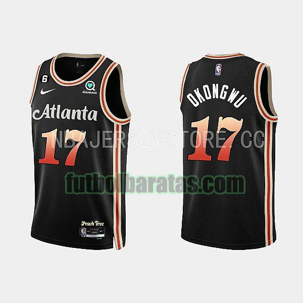 camiseta 2022-2023 onyeka okongwu 17 atlanta hawks negro hombre