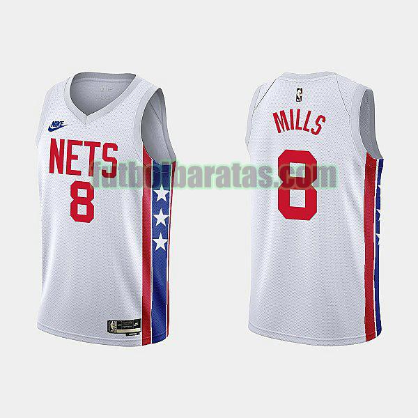 camiseta 2022-2023 patty mills 8 brooklyn nets blanco hombre