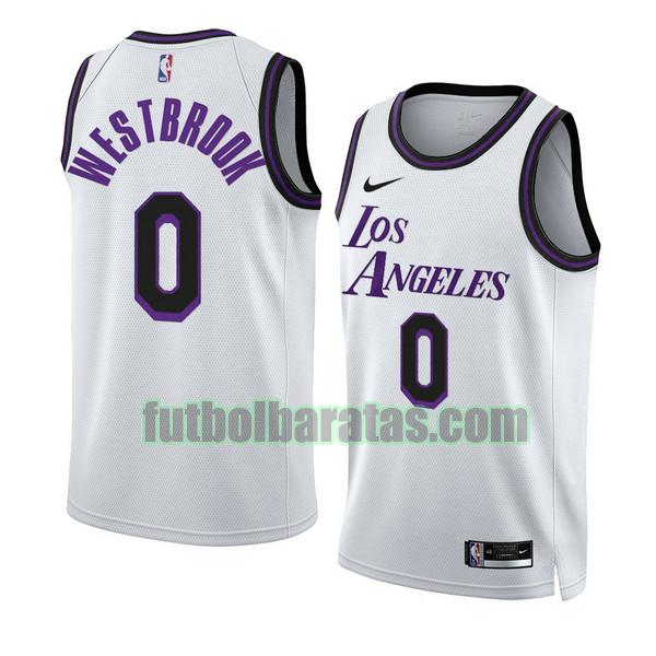 camiseta 2022-2023 russell westbrook 0 los angeles lakers blanco hombre