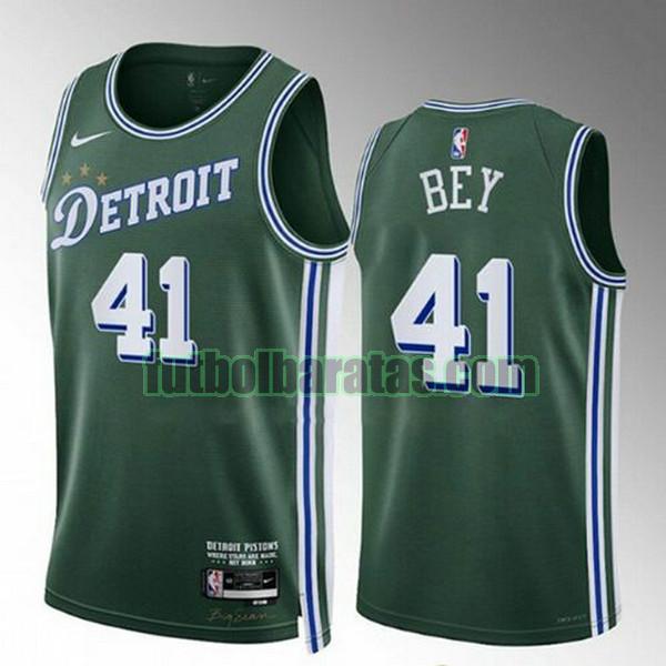 camiseta 2022-2023 saddiq bey 41 detroit pistons verde hombre