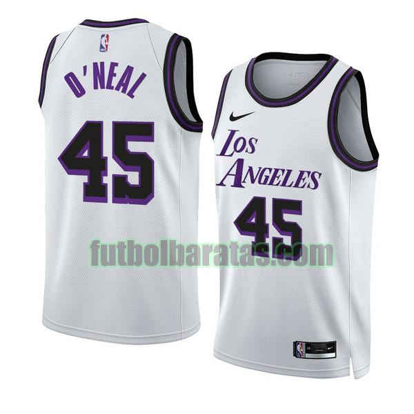 camiseta 2022-2023 shareef o'neal 45 los angeles lakers blanco hombre