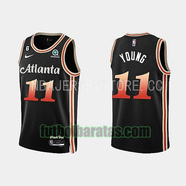 camiseta 2022-2023 trae young 11 atlanta hawks negro hombre