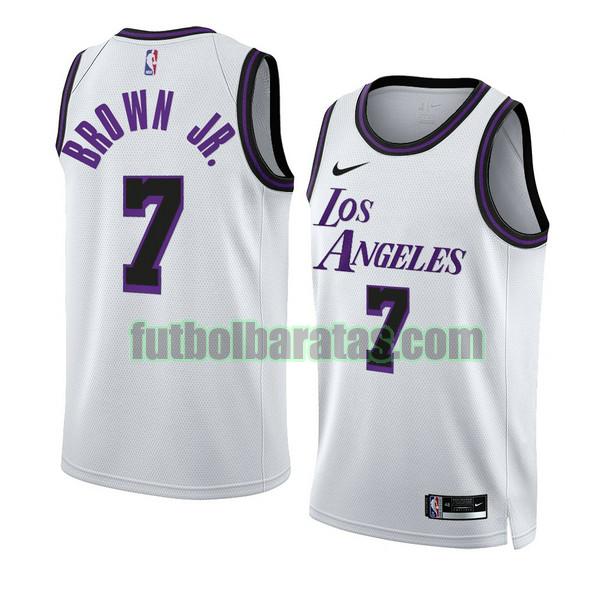 camiseta 2022-2023 troy brown jr 7 los angeles lakers blanco hombre