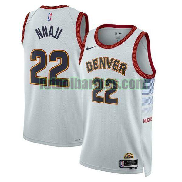 camiseta 2022-2023 zeke nnaji 22 denver nuggets blanco hombre