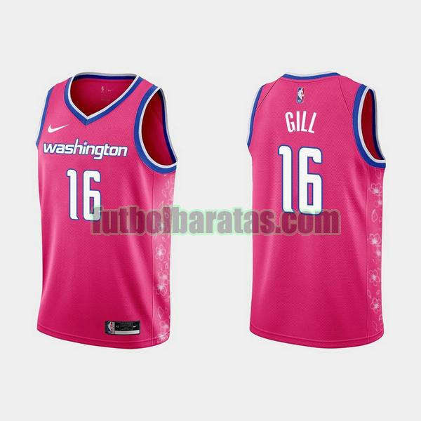 camiseta 2022 2023 anthony gill 16 washington wizards rosa hombre