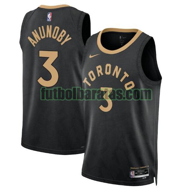 camiseta 2022 2023 anunoby 3 toronto raptors negro hombre