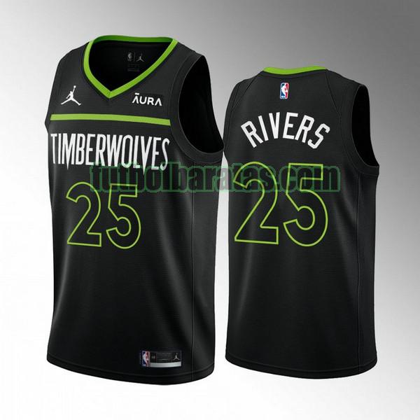camiseta 2022 2023 austin rivers 25 minnesota timberwolves negro hombre