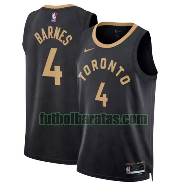 camiseta 2022 2023 barnes 4 toronto raptors negro hombre